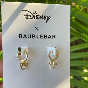 Minnie Mouse Disney 18K Gold Plated Sterling Silver Huggie Charm Earrings